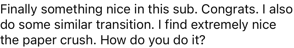 Reddit comment praising the presentation and its paper transition.